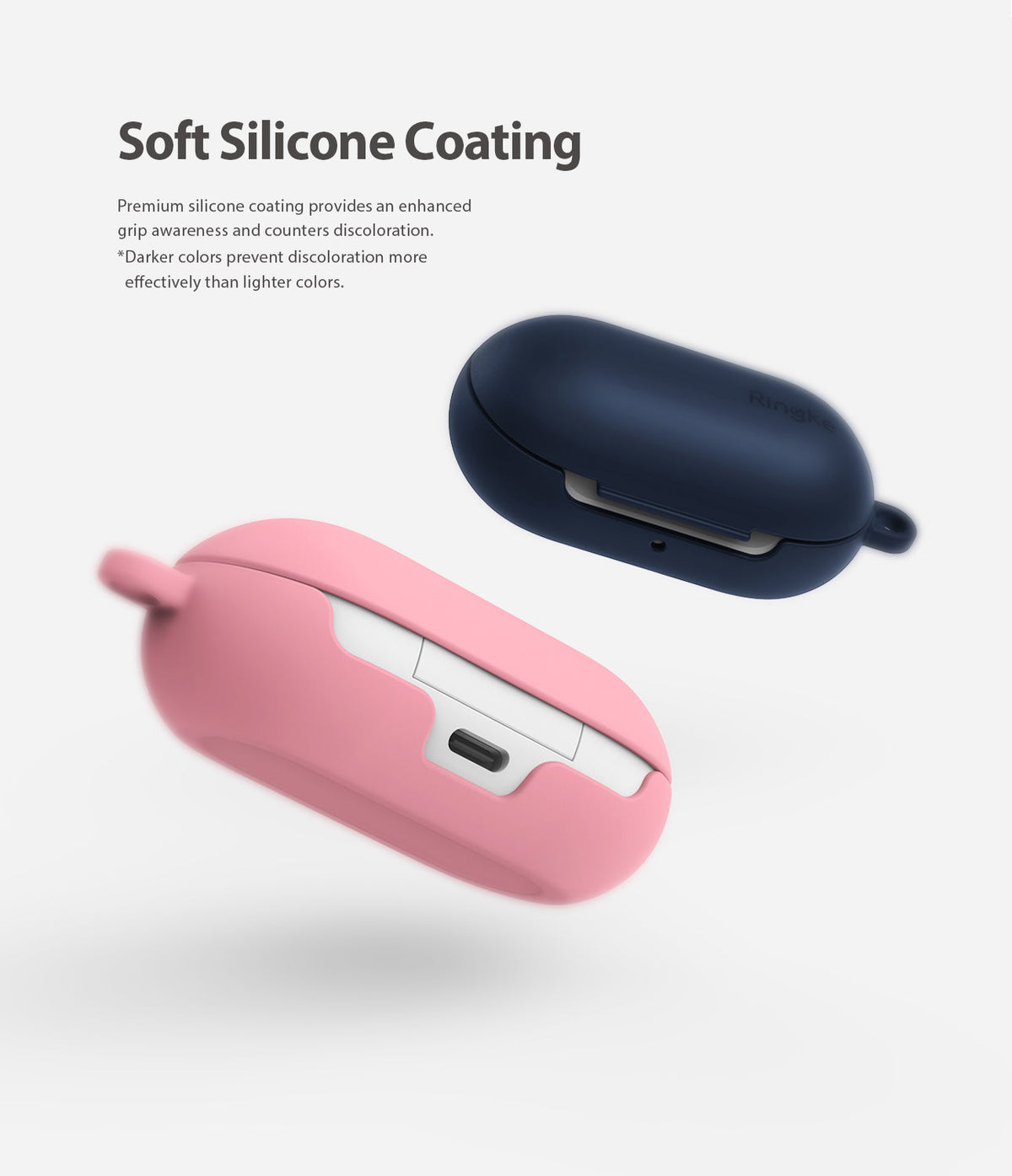 Galaxy Buds / Galaxy Buds+ Case - Pink - Pink and navy blue silicone cases for Galaxy Buds shown against a white background.