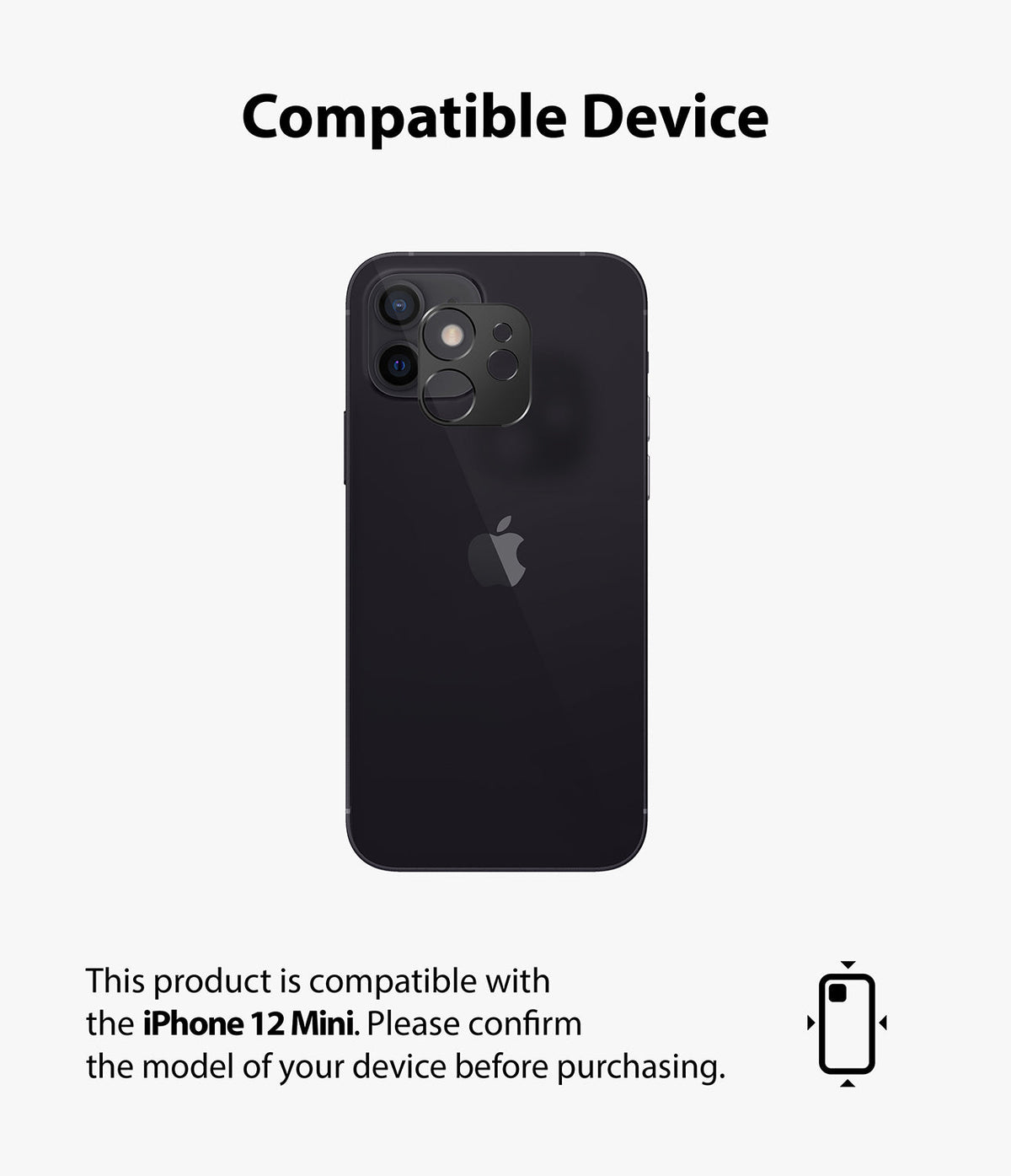 iPhone 12 Mini | Camera Styling - Black iPhone 12 Mini with a transparent camera lens protector being applied to the rear module.