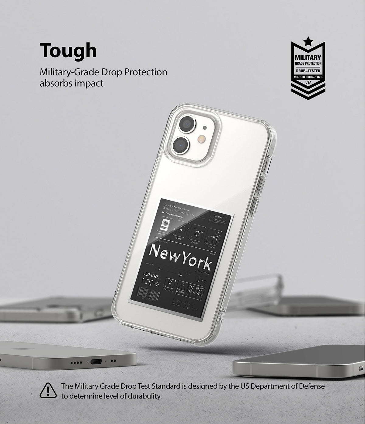 iPhone 12 Mini Case | Fusion Design - Clear phone case with New York graphic, featuring military-grade drop protection.