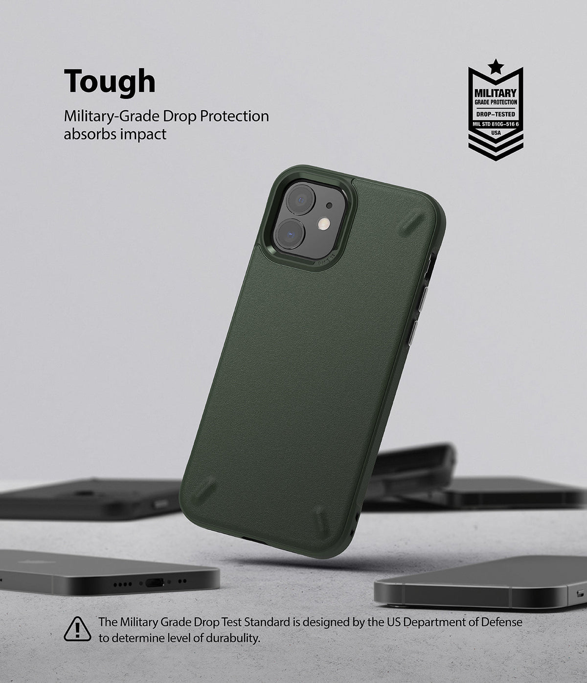 iPhone 12 Mini Case | Onyx - Dark green protective phone case with military-grade drop protection certification.
