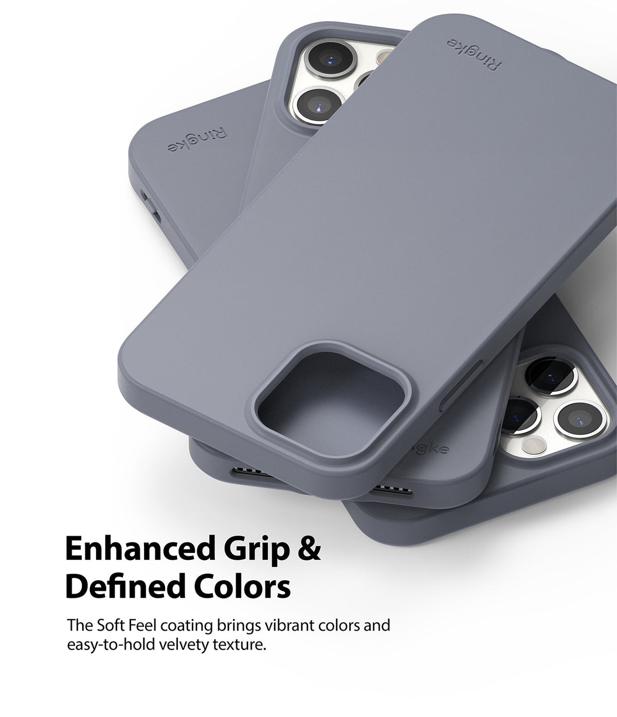iPhone 12 Pro Max Case | Air-S - Three matte gray phone cases stacked, highlighting the smooth texture and camera cutouts.