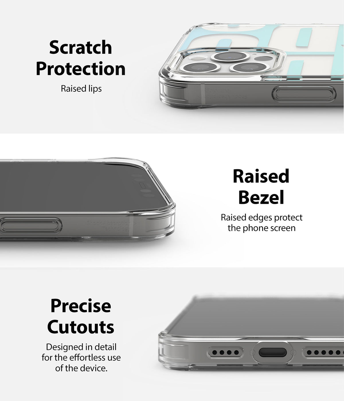 iPhone 12 Pro Max Case | Fusion Design - Close-ups showing raised camera lips, screen bezels, and precise port cutouts.