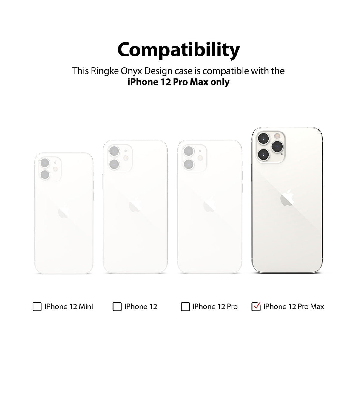 iPhone 12 Pro Max Case | Air-S - Compatibility chart showing iPhone 12 Pro Max is the only model selected with a checkmark.