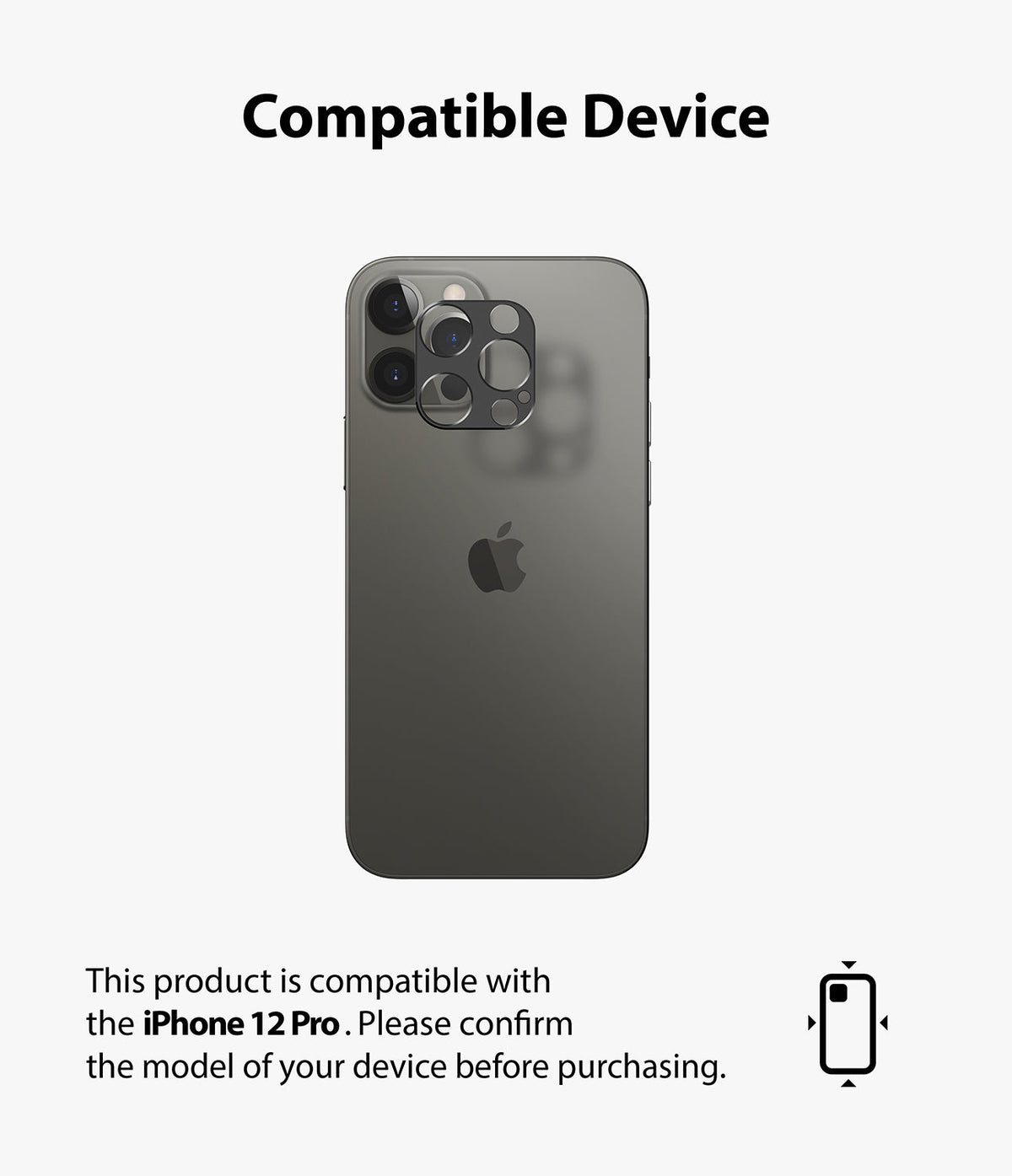 iPhone 12 Pro | Camera Styling - A dark gray iPhone 12 Pro with a transparent camera lens protector being applied.