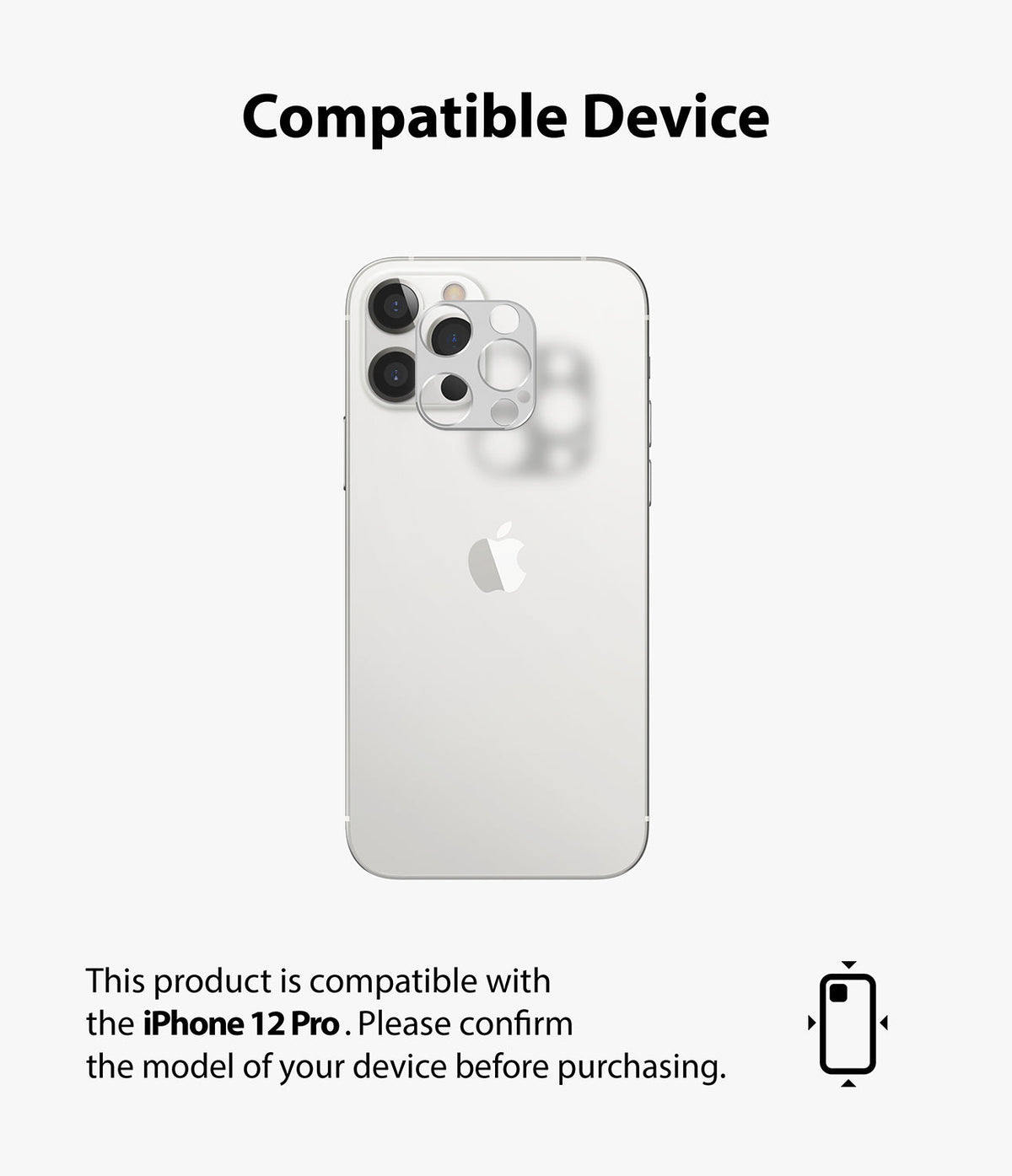 iPhone 12 Pro | Camera Styling - Silver iPhone 12 Pro with a transparent camera lens protector being applied.