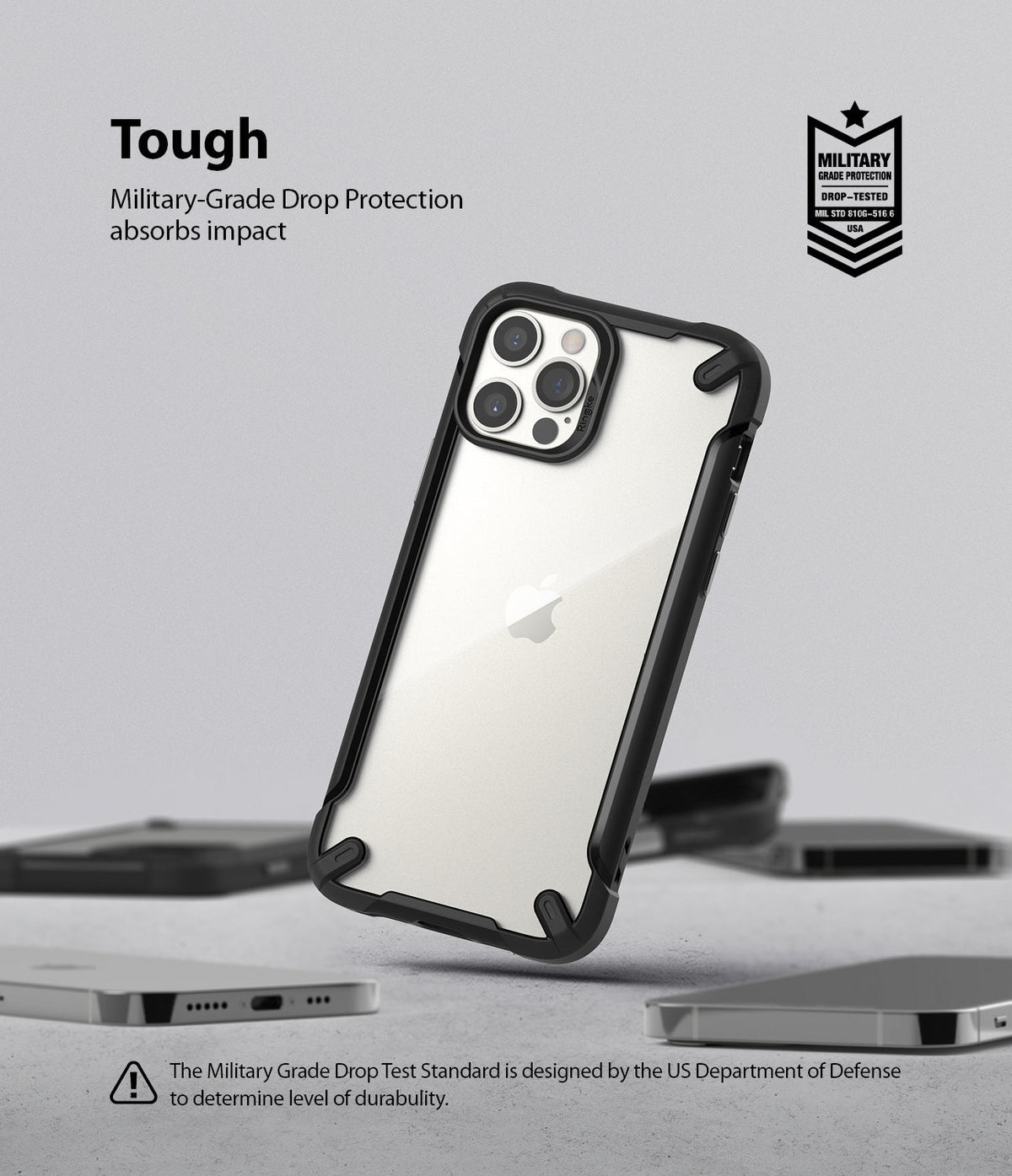 iPhone 12 / 12 Pro Case | Fusion-X2 - Black protective phone case with clear back, highlighting military-grade drop protection.