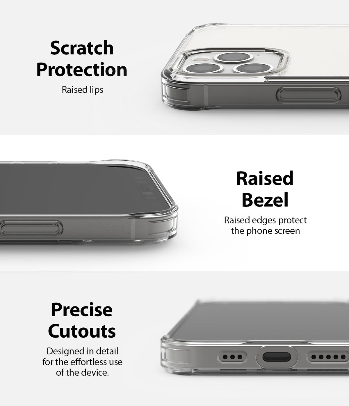iPhone 12 / 12 Pro Case | Fusion - Close-ups showing raised camera protection, screen bezels, and precise port cutouts.