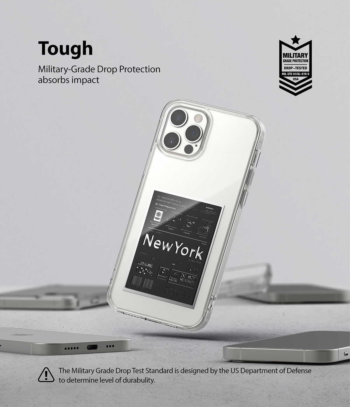 iPhone 12 / 12 Pro Case | Fusion Design - Clear phone case with New York graphic, featuring military-grade drop protection.