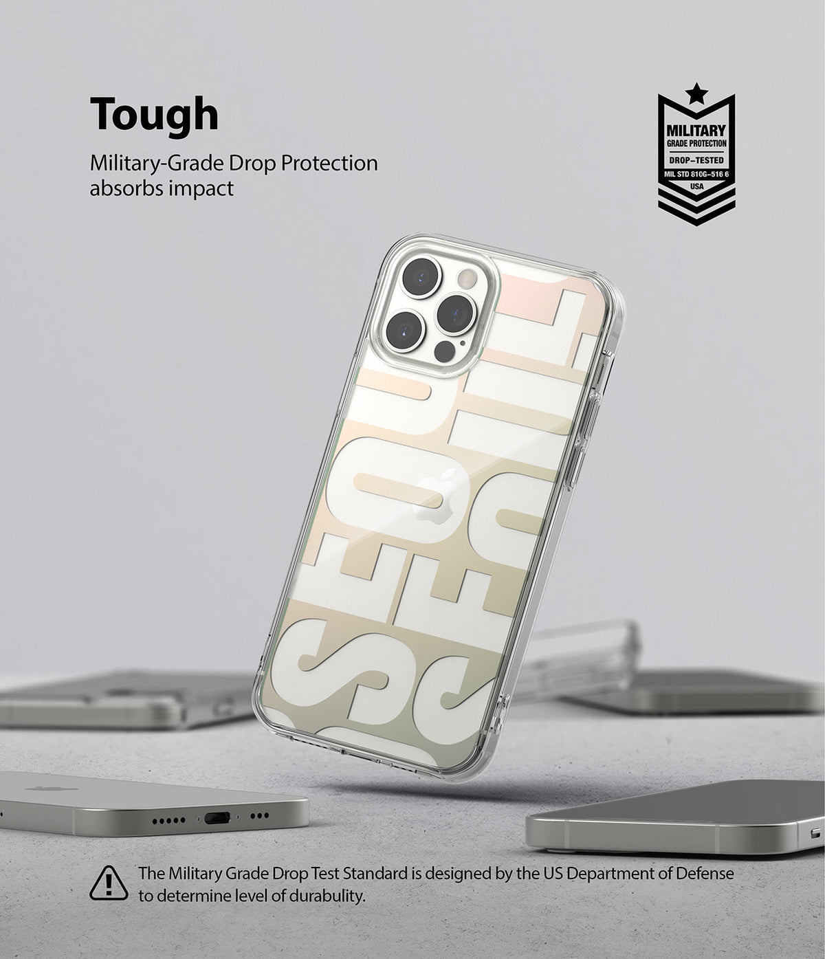 iPhone 12 / 12 Pro Case | Fusion Design - Clear phone case with Seoul typography, military-grade protection badge, and text.