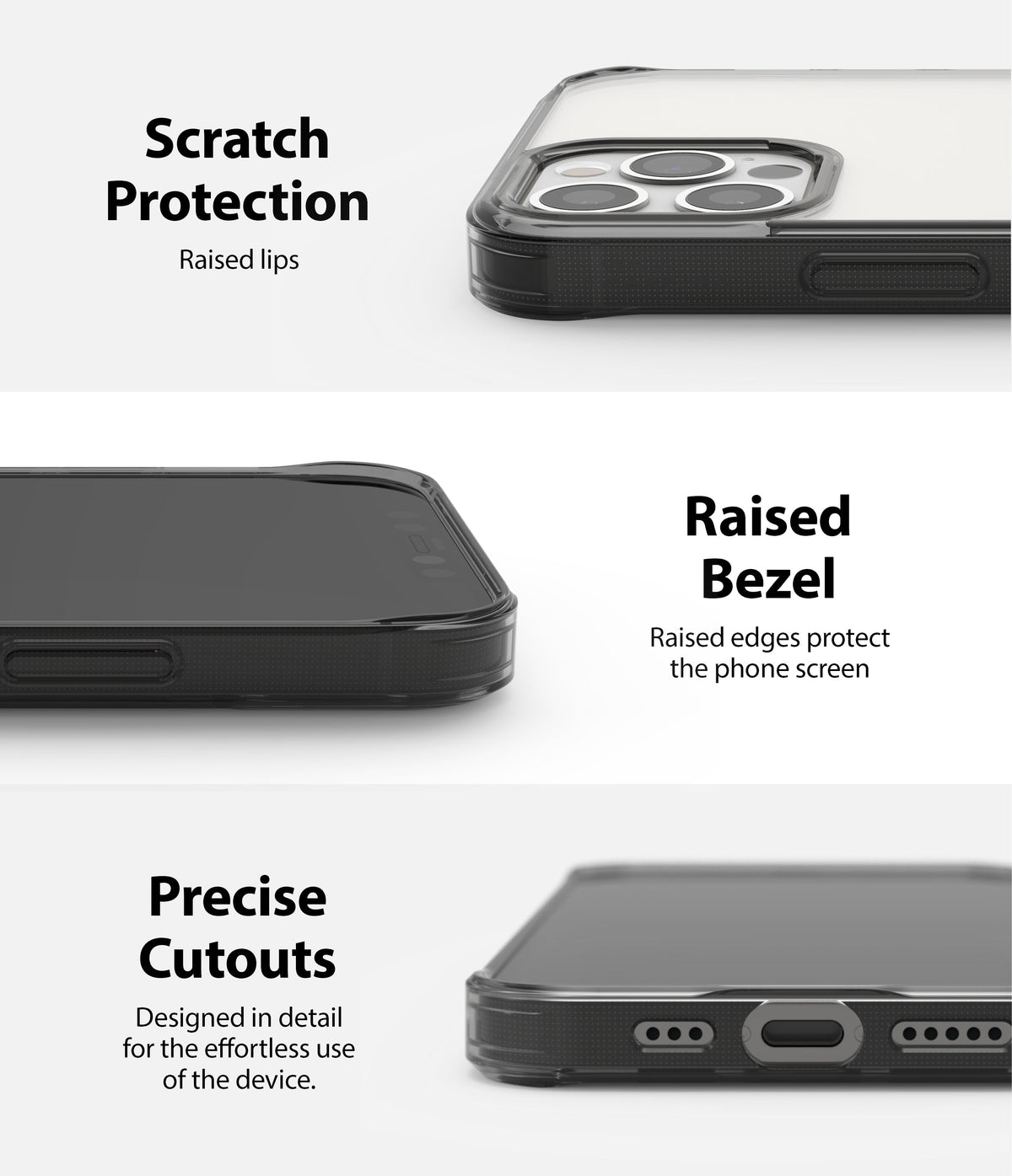 iPhone 12 / 12 Pro Case | Fusion - Close-ups showing raised camera protection, screen bezels, and precise port cutouts.