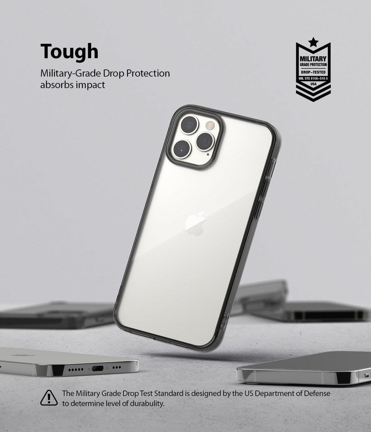 iPhone 12 / 12 Pro Case | Fusion - Clear phone case with black frame featuring military-grade drop protection certification.