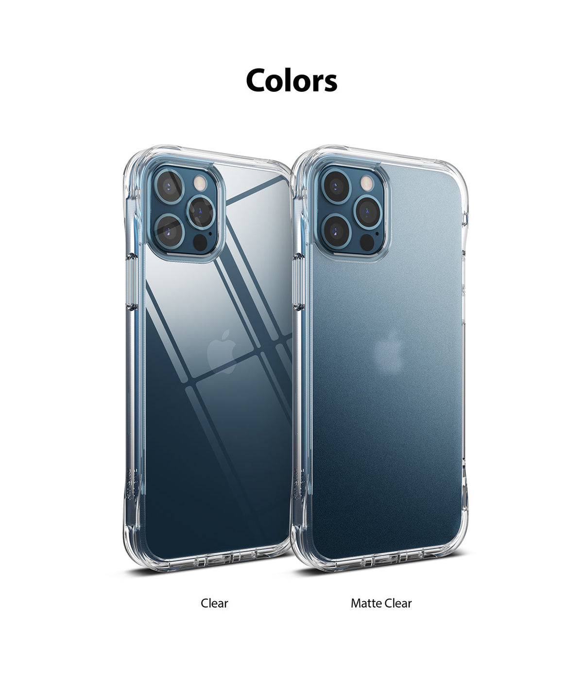 iPhone 12 / 12 Pro Case | Fusion Plus - Two iPhone 12 cases side-by-side, one clear and one matte clear, showing back view.