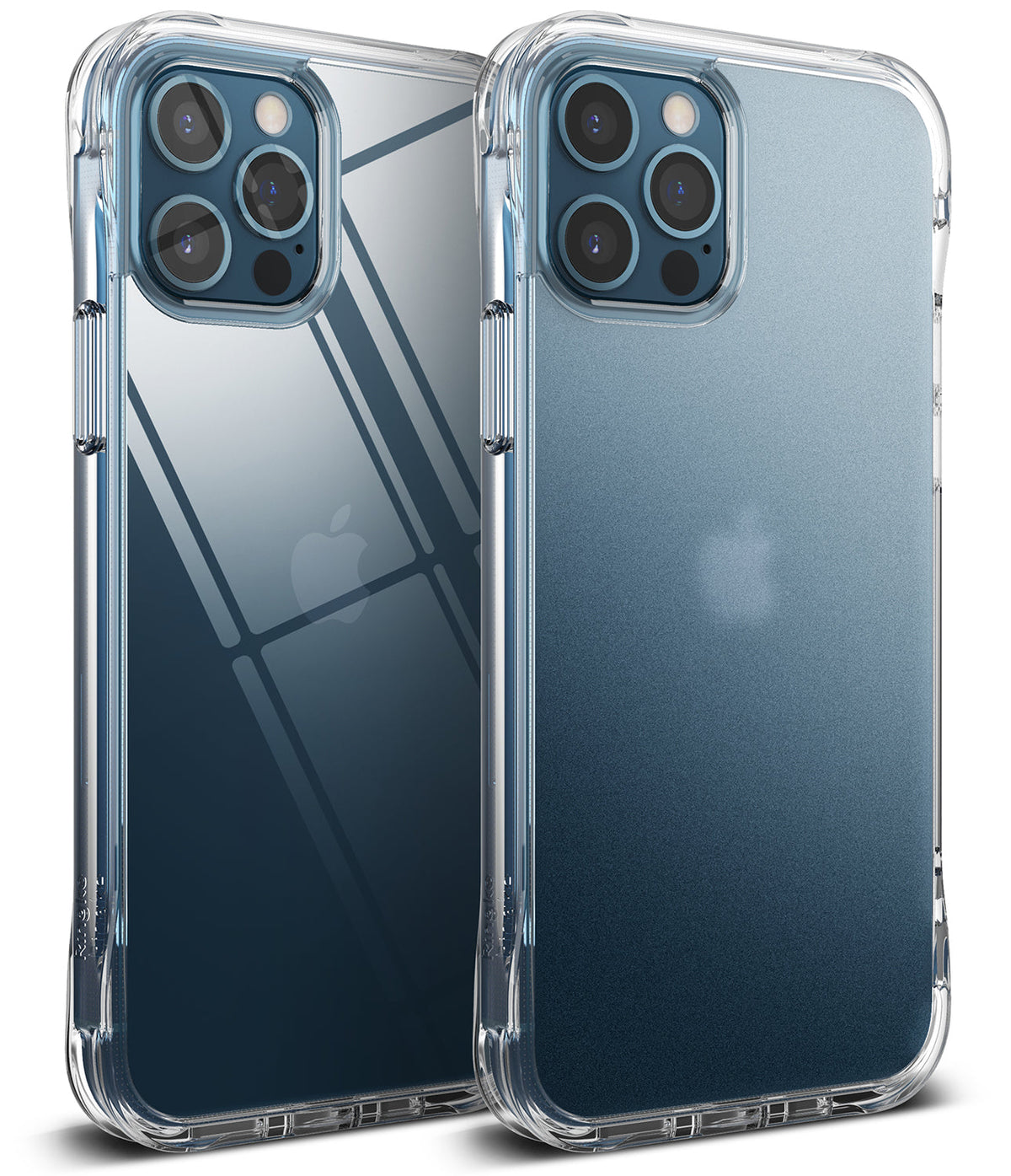 iPhone 12 / 12 Pro Case | Fusion Plus - Two clear protective cases for iPhone 12, one with a glossy back and one with a matte finish.