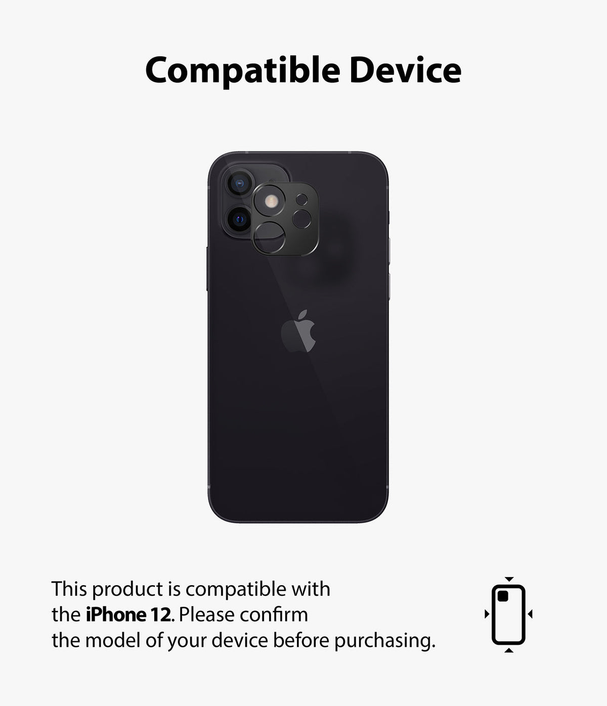 iPhone 12 | Camera Styling - Black iPhone 12 with a transparent camera lens protector being applied to the rear camera module.
