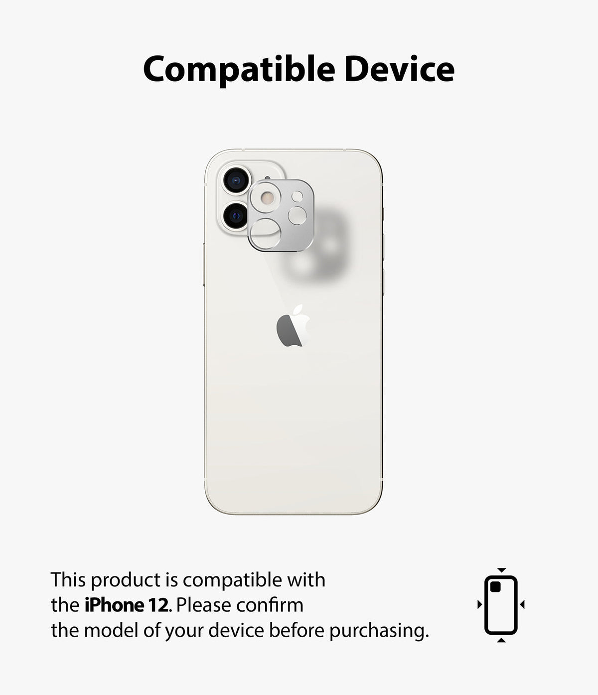 iPhone 12 | Camera Styling - A white iPhone 12 with a transparent camera lens protector being applied over the dual lenses.