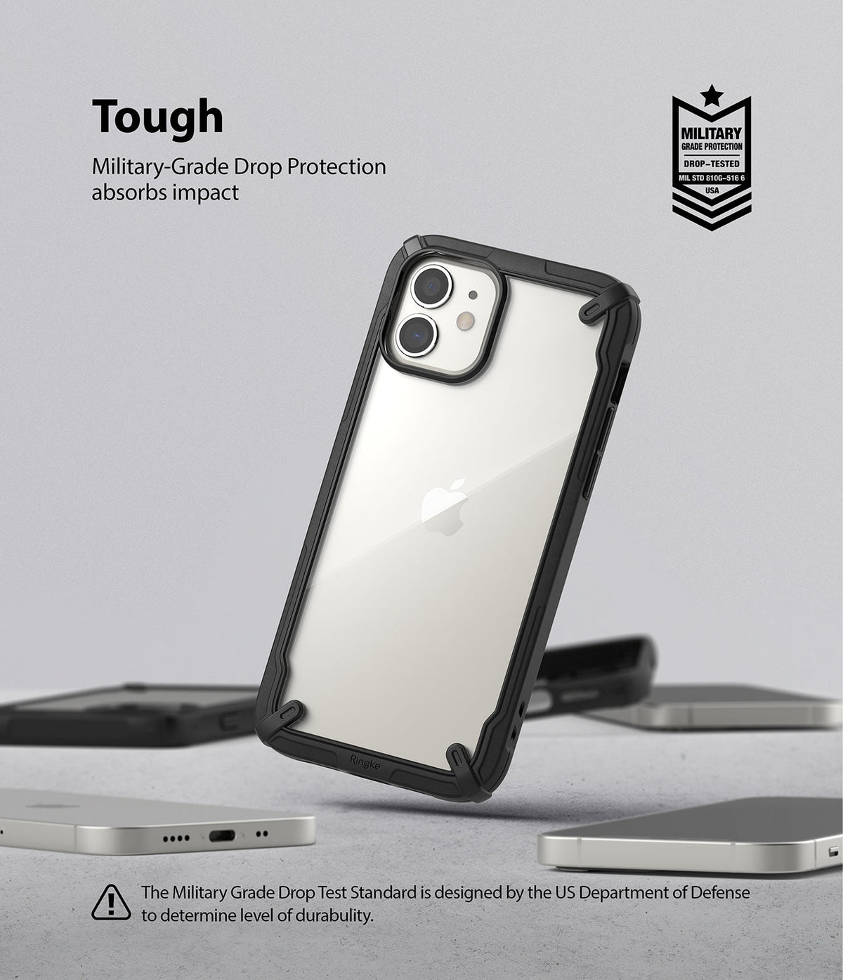 iPhone 12 Mini Case | Fusion-X - Clear phone case with black shockproof bumper, featuring military-grade drop protection.