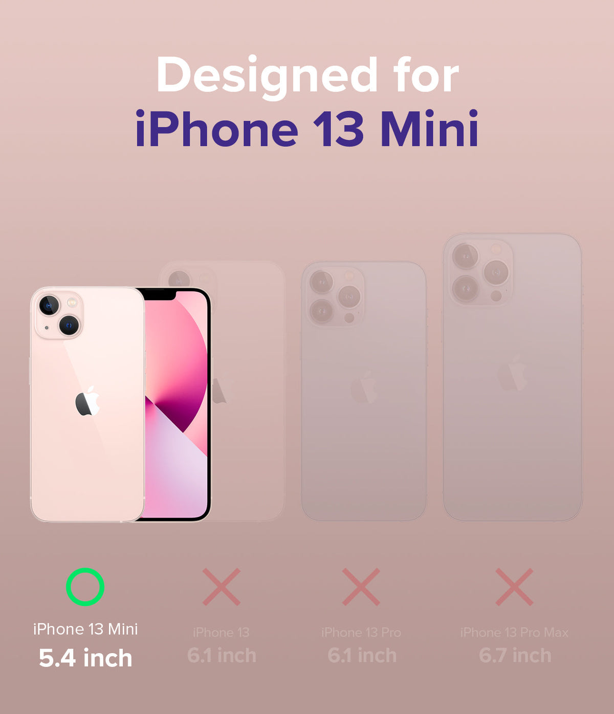 iPhone 13 Mini Case | Air - Comparison chart showing iPhone 13 Mini is the only compatible model among the series.