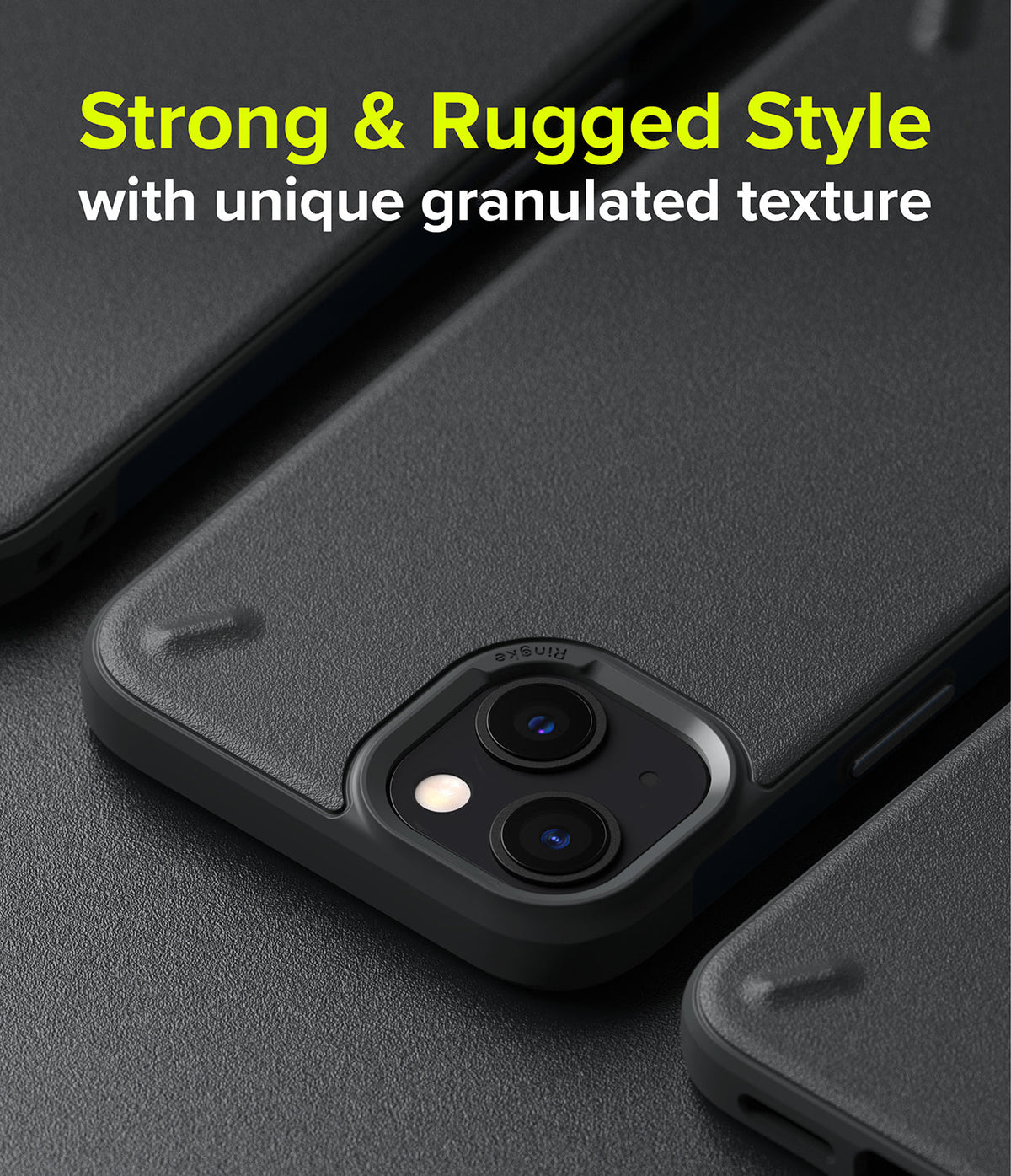 iPhone 13 Mini Case | Onyx - Matte black phone case with a granulated texture and raised camera bezel protection.