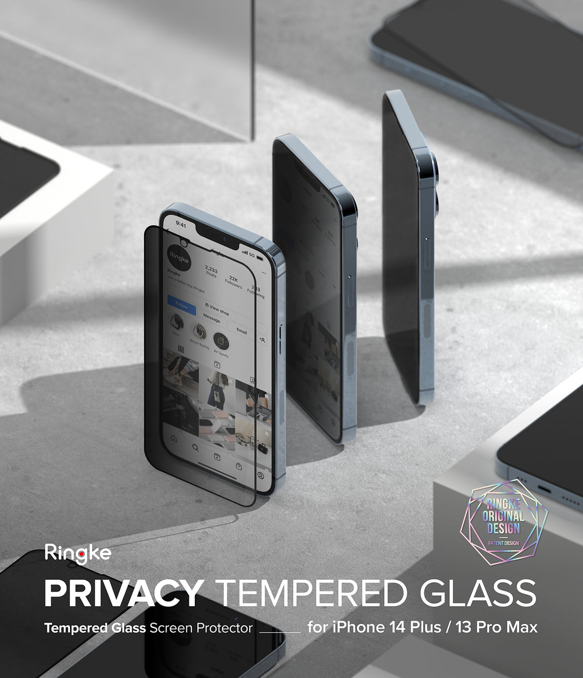iPhone 14 Plus / 13 Pro Max Screen Protector | Privacy Glass - Privacy tempered glass screen protector on iPhone.