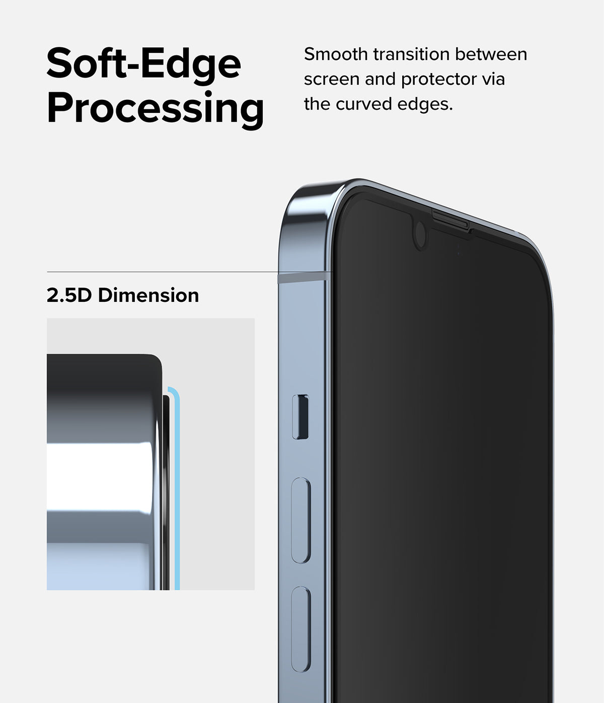 iPhone 14 Plus / 13 Pro Max Screen Protector | Privacy Glass - iPhone 14 Plus / 13 Pro Max Screen Protector - Close-up of a smartphone with a 2.5D curved-edge privacy screen protector.