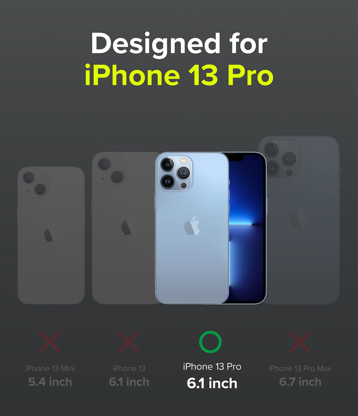 iPhone 13 Pro Case | Onyx - Comparison chart highlighting iPhone 13 Pro compatibility among other iPhone 13 models.