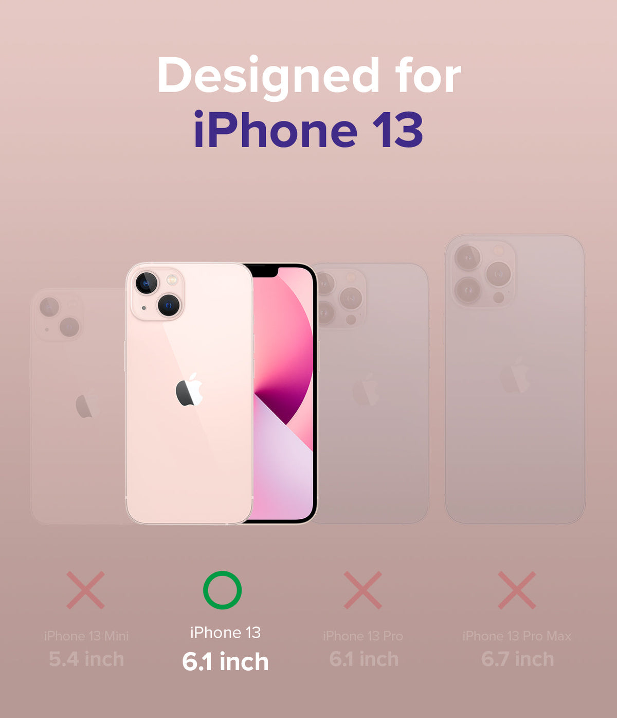 iPhone 13 Case | Air-S - Comparison chart showing iPhone 13 compatibility with a green checkmark, excluding other models.
