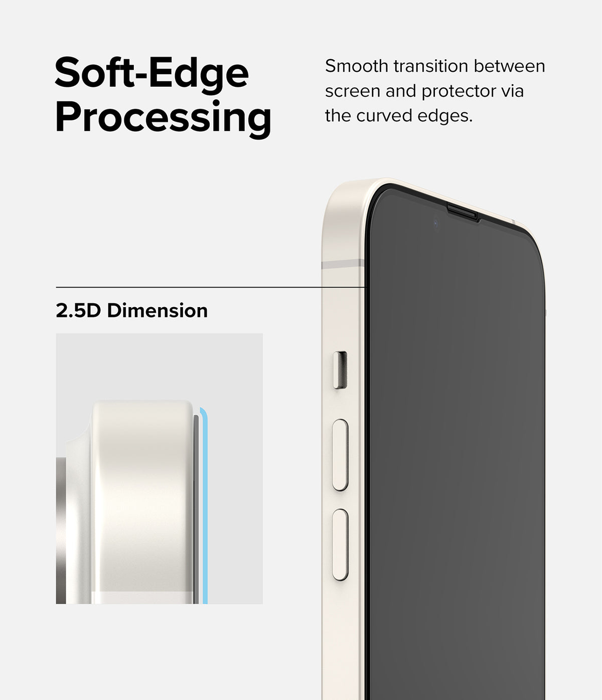 iPhone 14 Plus / 13 Pro Max Screen Protector | Full Cover Glass - iPhone 14 Plus / 13 Pro Max Screen Protector - Close-up of a smartphone screen protector showing 2.5D curved edges.