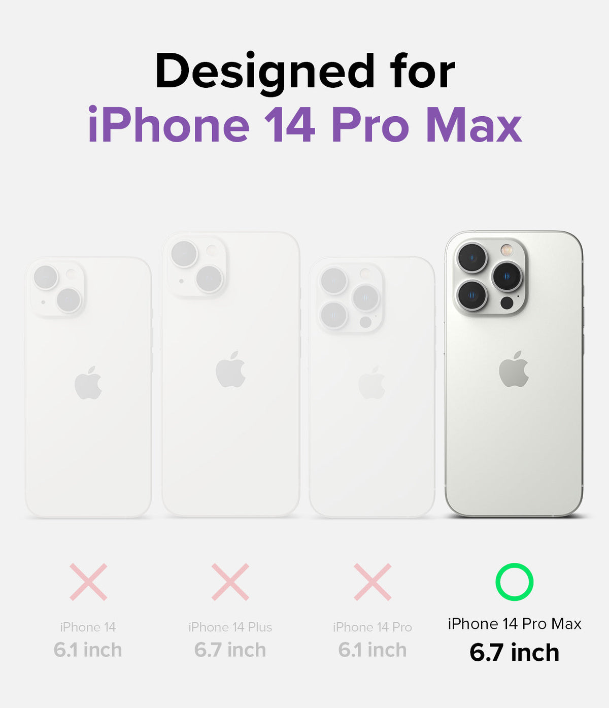 iPhone 14 Pro Max Case | Air - Comparison chart showing iPhone 14 Pro Max is the only compatible model with a green check.