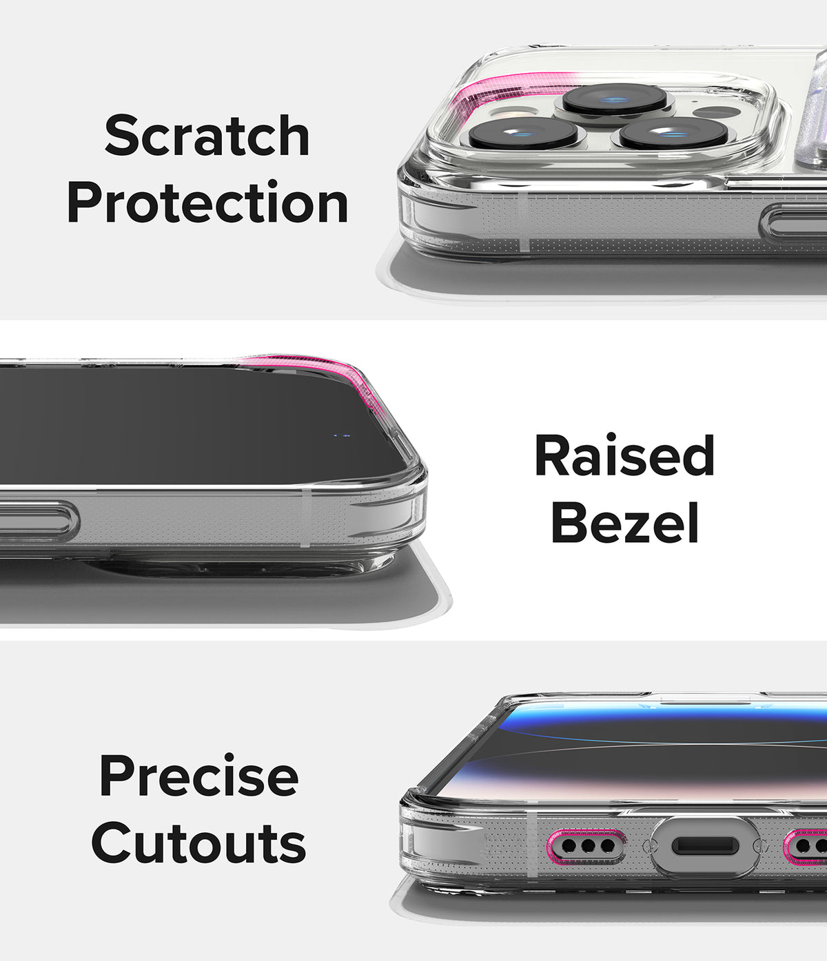 iPhone 14 Pro Max Case | Fusion Card - Close-ups showing scratch protection, raised bezels, and precise port cutouts.