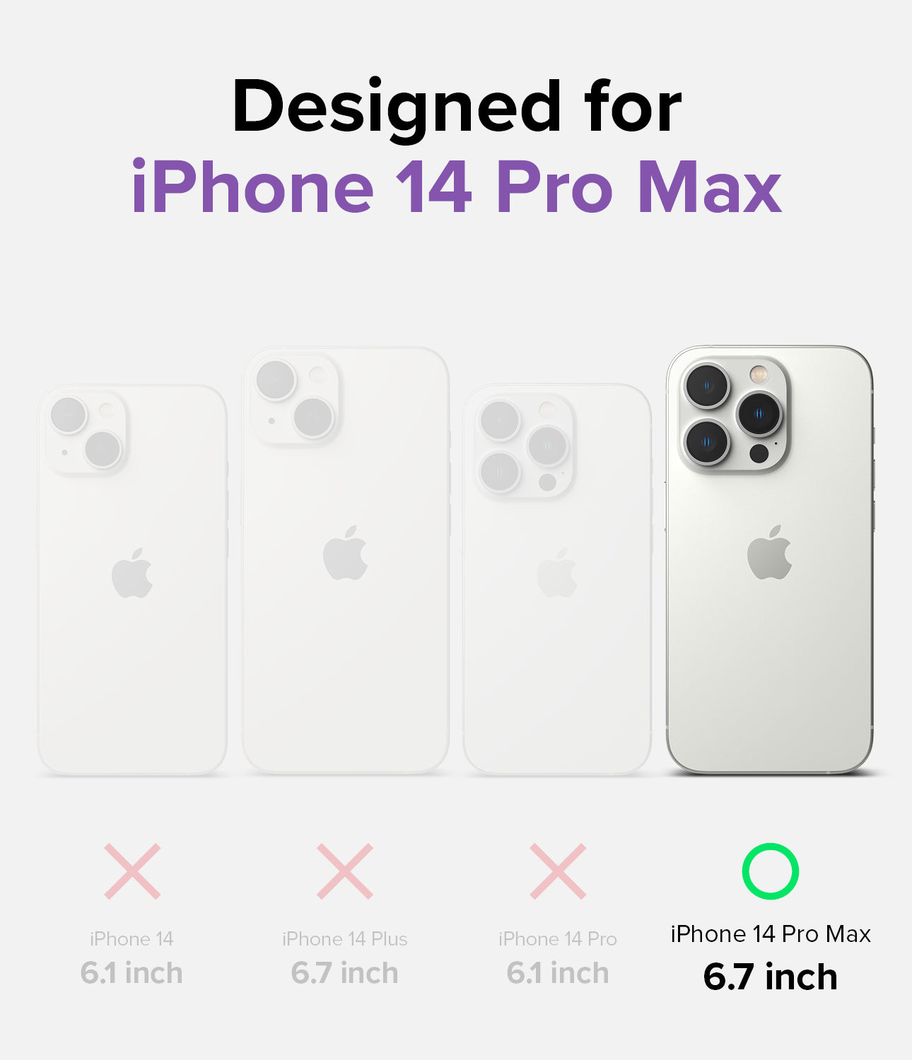 iPhone 14 Pro Max Case | Fusion - Comparison chart showing iPhone 14 Pro Max is the only compatible model with a green check.