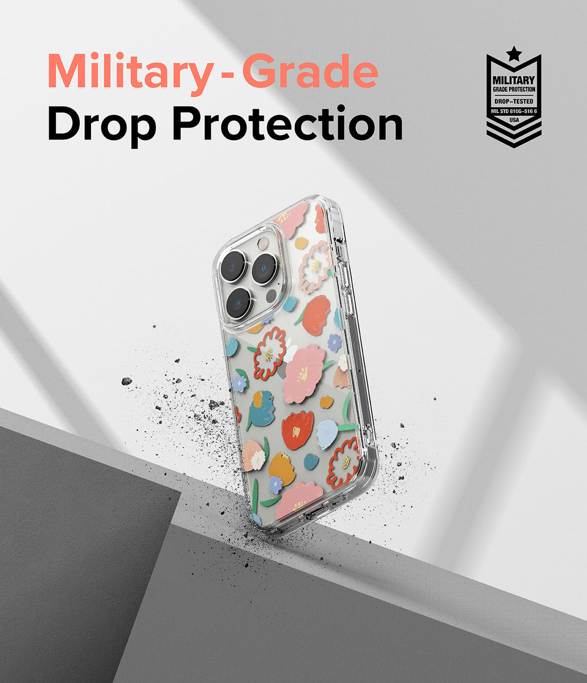iPhone 14 Pro Max Case | Fusion Design - Clear phone case with colorful floral pattern and military-grade drop protection.
