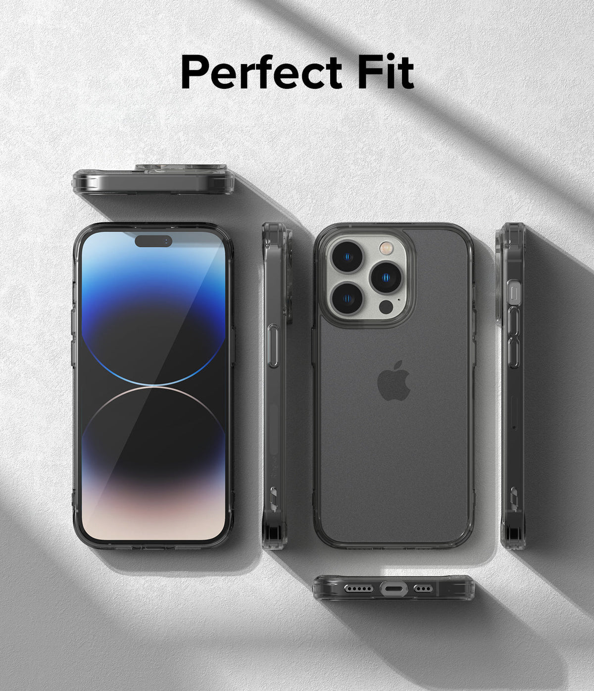 iPhone 14 Pro Max Case | Fusion Matte - Multiple views of a matte black phone case on an iPhone 14 Pro Max.