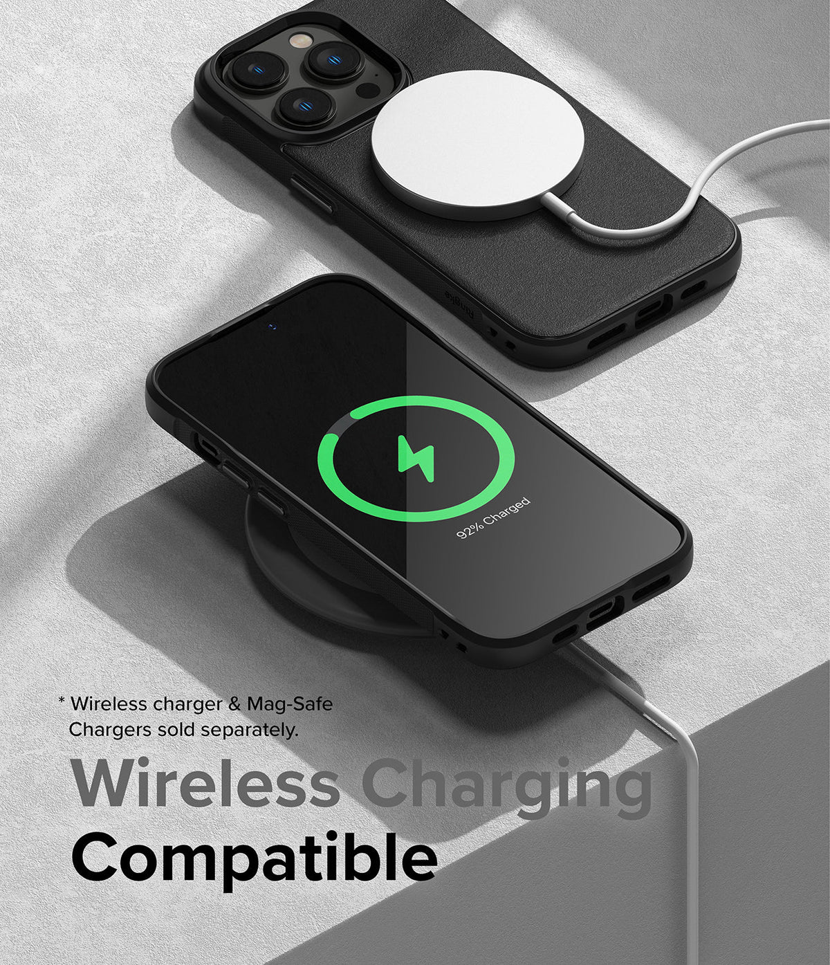 iPhone 14 Pro Max Case | Onyx - Black phone case with MagSafe charger and wireless charging screen indicator.