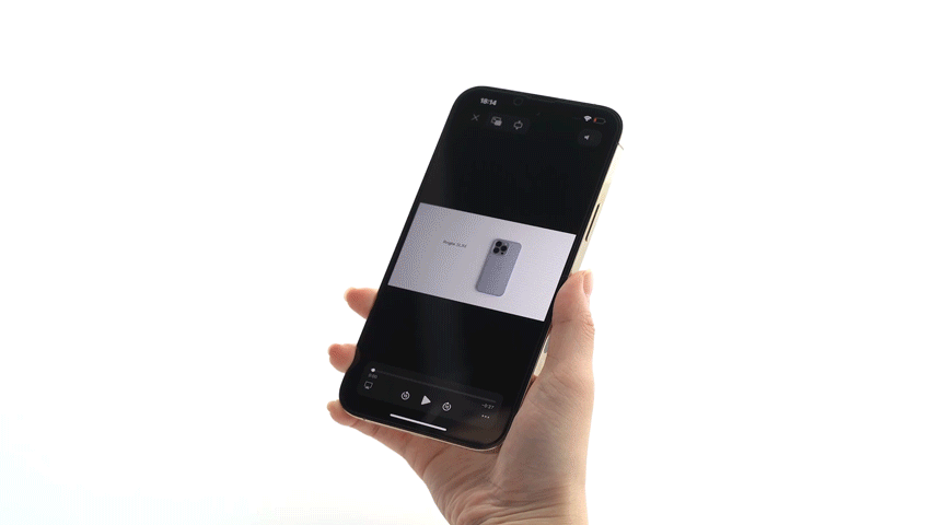 iPhone 14 Pro Max Screen Protector | Privacy Glass - Hand holding phone showing screen darkening from side angles.