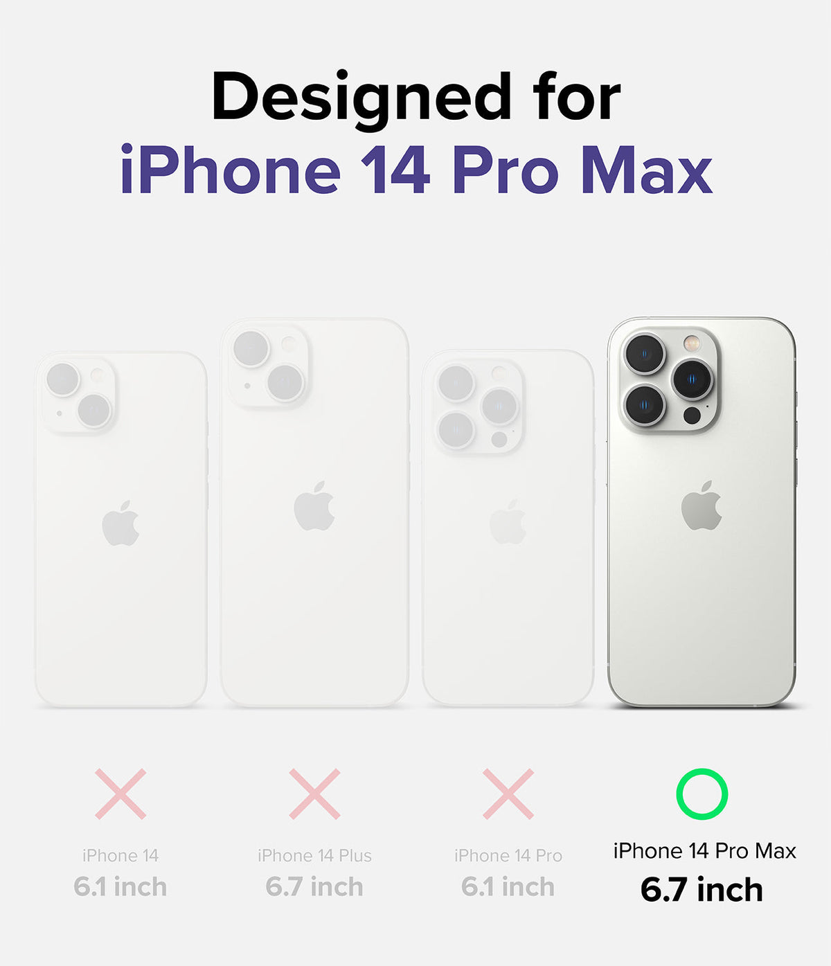 iPhone 14 Pro Max Case | Slim - Comparison chart showing iPhone 14 Pro Max is the only compatible model among four phones.