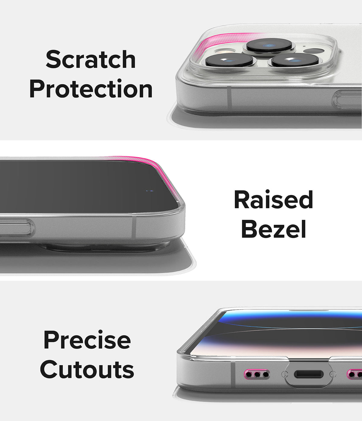 iPhone 14 Pro Max Case | Slim - Close-ups showing camera protection, raised screen bezel, and precise port cutouts.