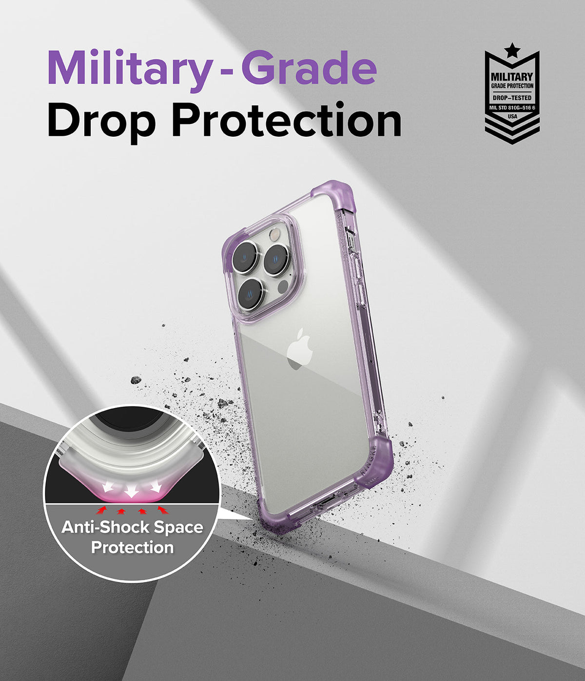 iPhone 14 Pro Case | Fusion Bumper - Purple bumper case on iPhone 14 Pro with anti-shock corner protection and military-grade rating.