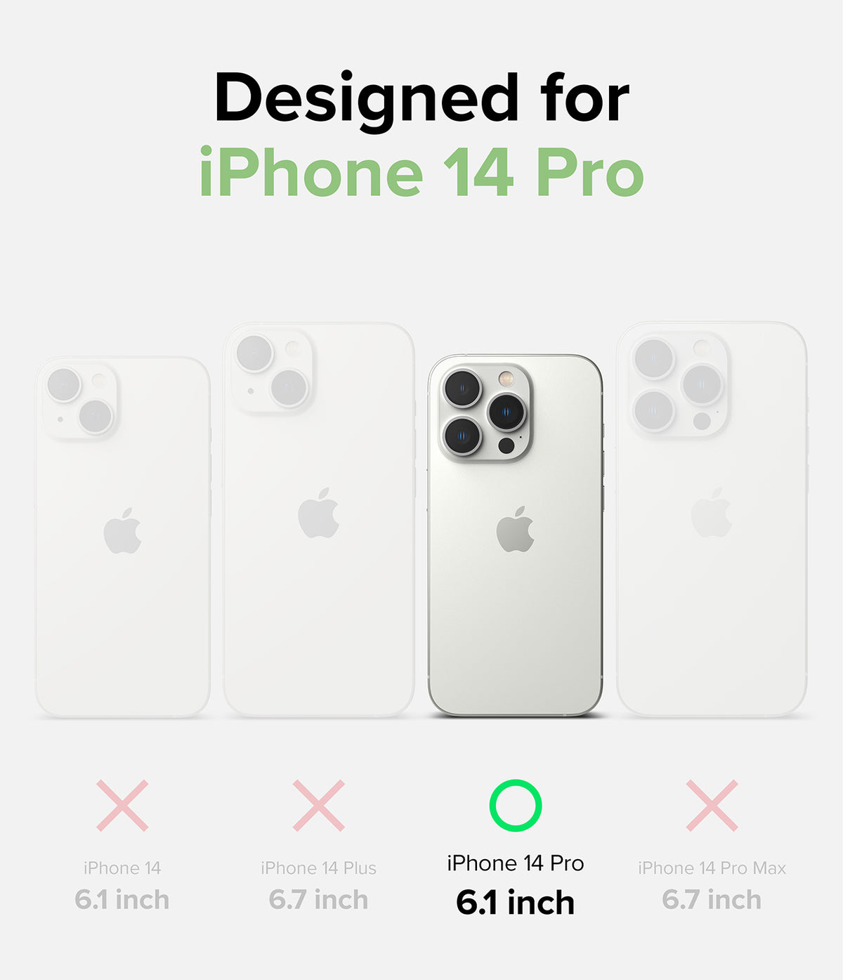 iPhone 14 Pro Case | Fusion Plus - Comparison chart highlighting the iPhone 14 Pro as the only compatible model.