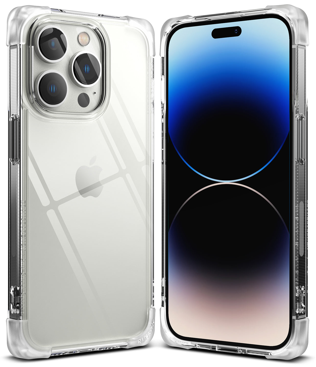 iPhone 14 Pro Case | Fusion Bumper - Clear protective case shown from back and front on an iPhone 14 Pro.