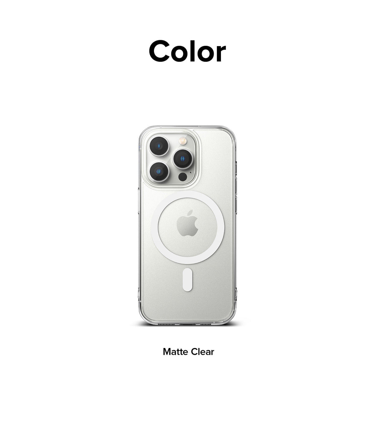 iPhone 14 Pro Case | Fusion Magnetic Matte - Matte clear iPhone 14 Pro case with a white MagSafe ring on the back.