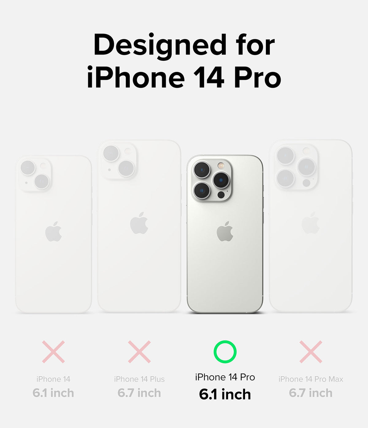 iPhone 14 Pro Case | Silicone - Comparison chart highlighting the iPhone 14 Pro as the only compatible model.