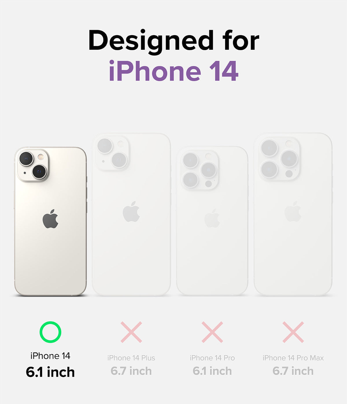 iPhone 14 Case | Fusion Bumper - Compatibility chart showing iPhone 14 as the only model marked with a green checkmark.