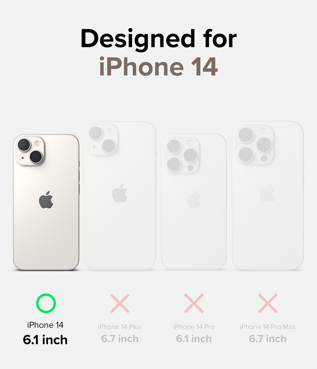 iPhone 14 Case | Fusion Card - Compatibility chart showing iPhone 14 6.1 inch as the only supported model among the series.