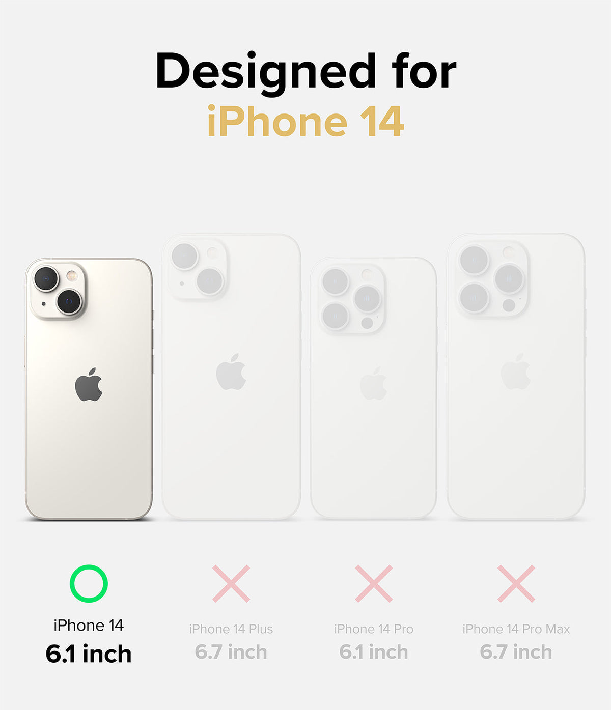 iPhone 14 Case | Fusion Design - Compatibility chart showing iPhone 14 as the only model marked with a green checkmark.
