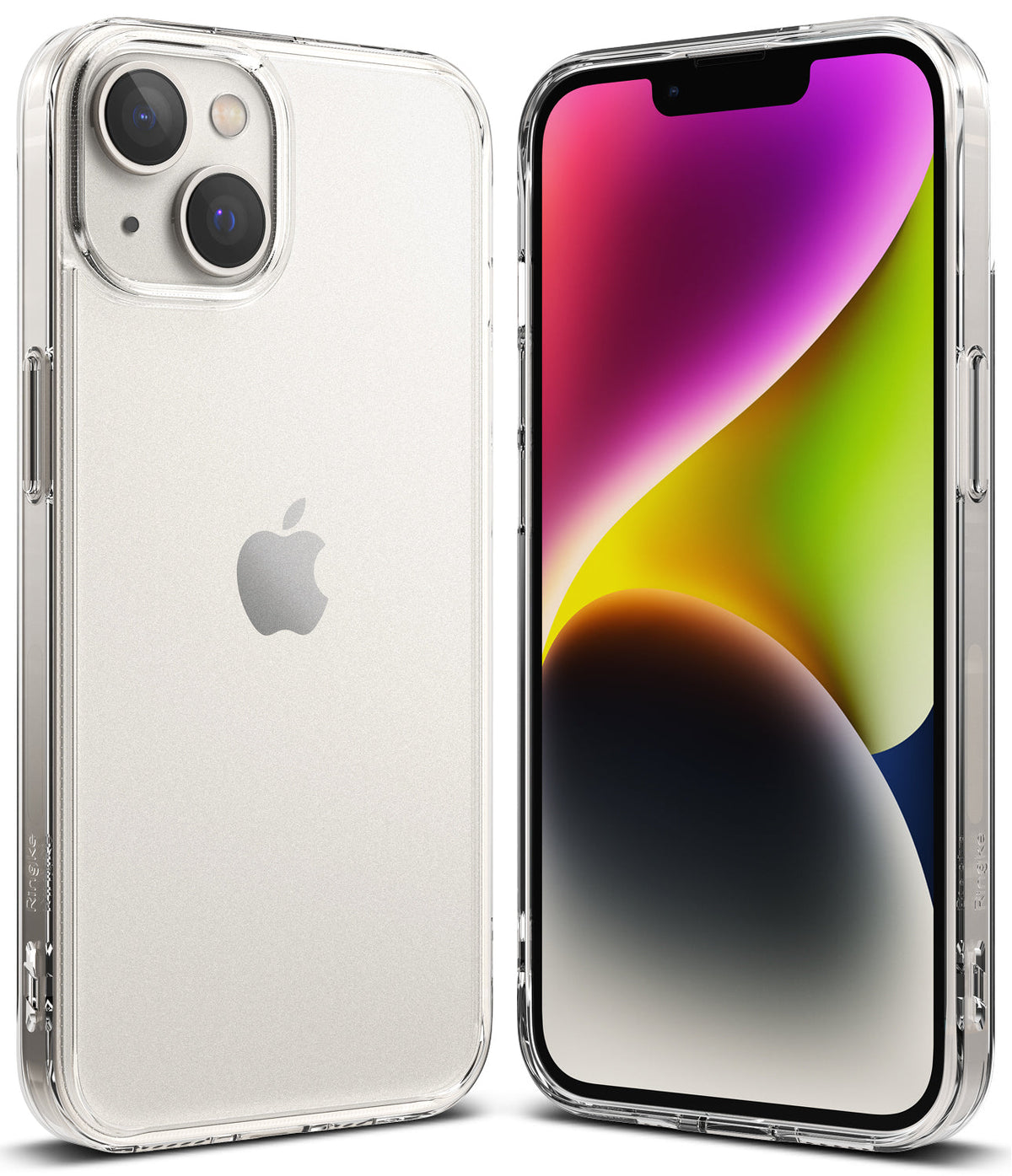 iPhone 14 Plus Case | Fusion Matte - Clear matte phone case on iPhone 14 Plus showing front screen and back camera layout.
