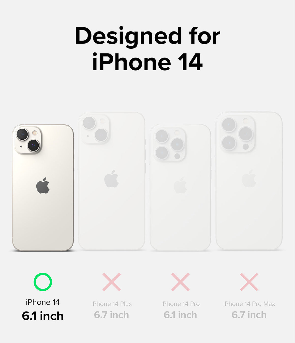 iPhone 14 Case | Silicone - Compatibility chart showing iPhone 14 6.1-inch as the only correct fit among four models.