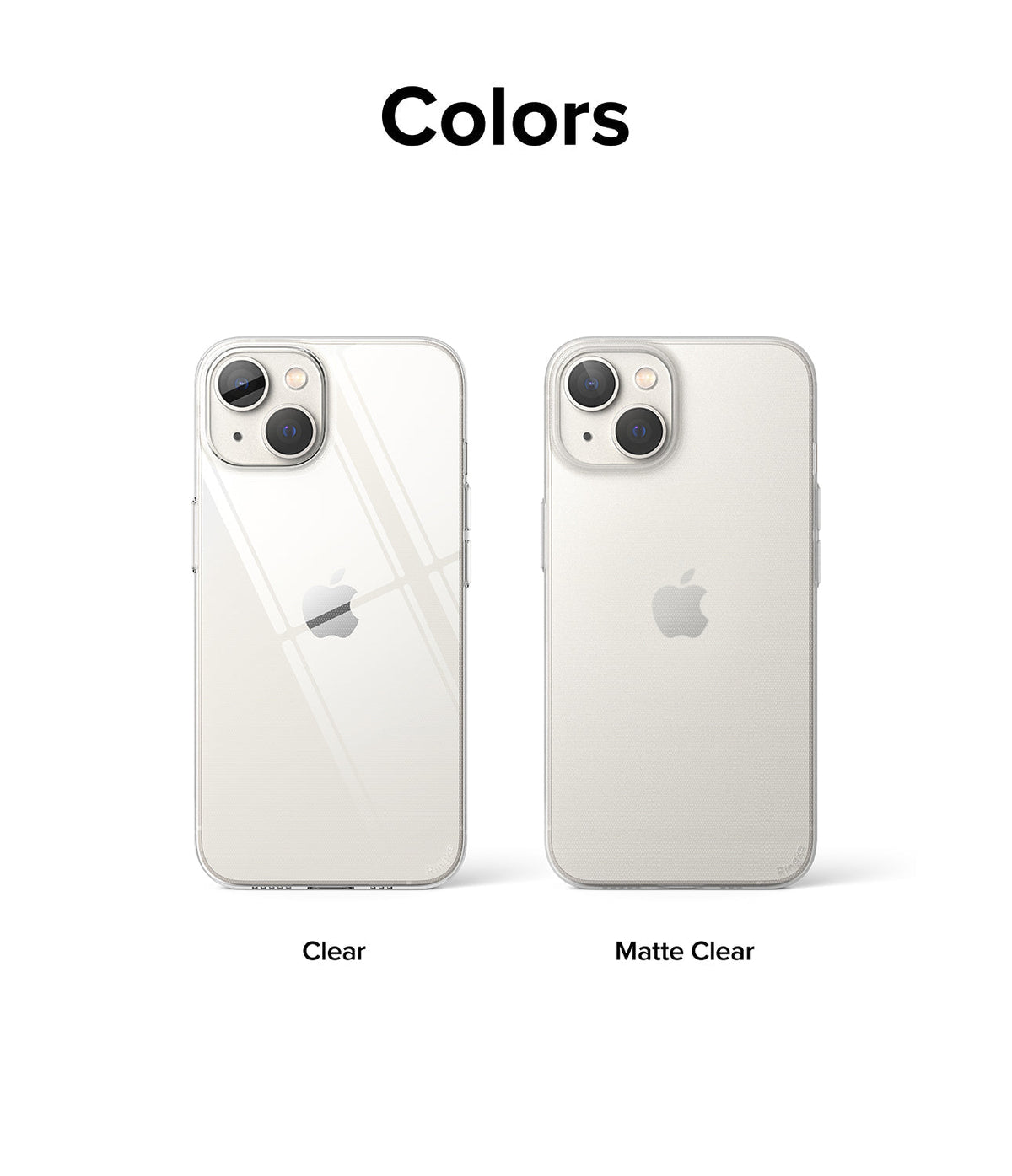 iPhone 14 Case | Slim - Two iPhone 14 phones side-by-side, one in a glossy clear case and one in a matte clear case.