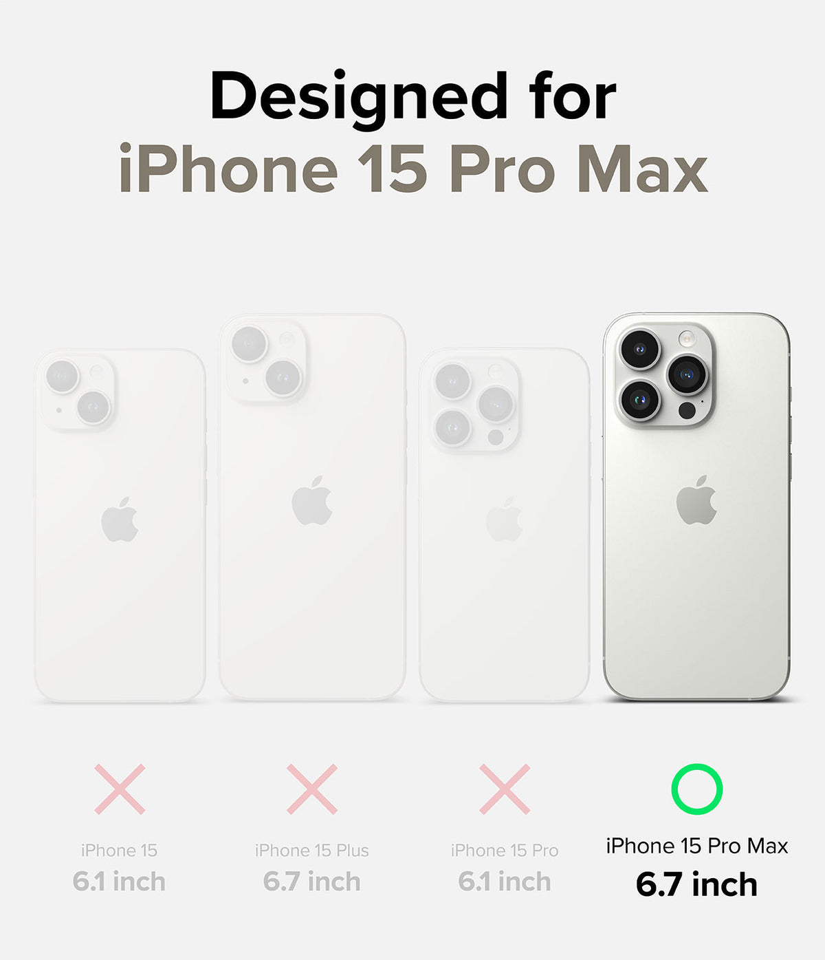iPhone 15 Pro Max Case | Air - Comparison chart showing iPhone 15 Pro Max is the only compatible model among four iPhones.