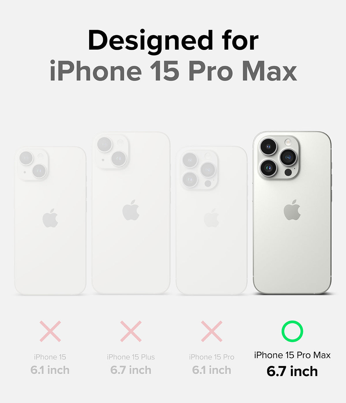 iPhone 15 Pro Max Case | Fusion Bold - Comparison chart showing iPhone 15 Pro Max is the only compatible model.
