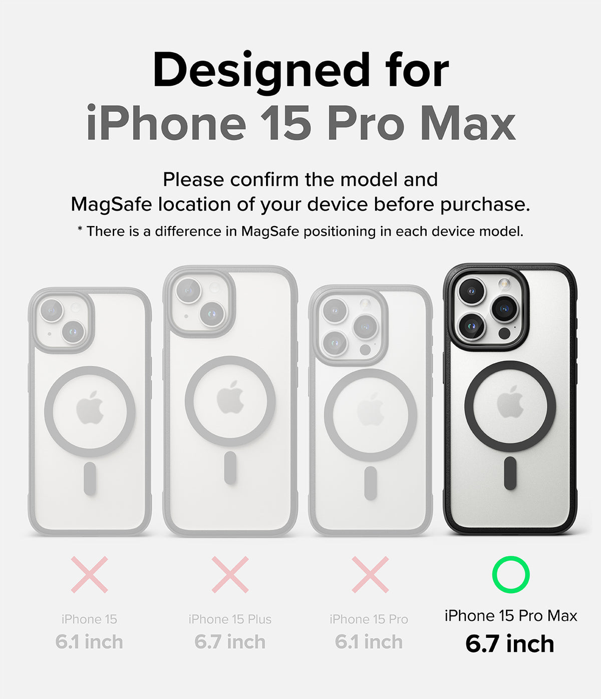 iPhone 15 Pro Max Case | Fusion Bold Magnetic - Comparison chart showing iPhone 15 Pro Max is the only compatible model.